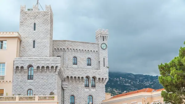 Prince Palace Monaco Timelapse Official Residence Prince Monaco Cloudy Sky — Stock Photo, Image