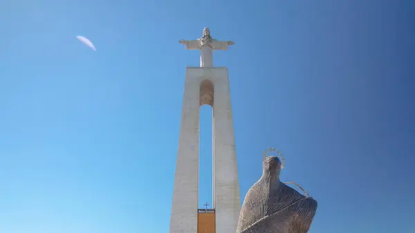 Jesus Christ Monument Almada District Lisbon Portugal Timelapse Hyperlapse Day — Stock Photo, Image