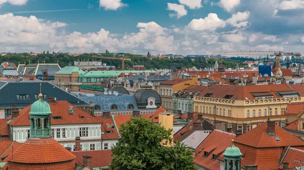 Red Roofs City Prague Timelapse Shot High Point Old Town — Stock Photo, Image
