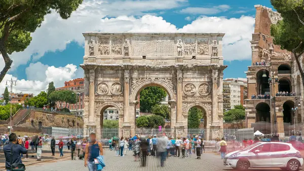 Arch Constantine Timelapse Rome Italy Built Commemorate Emperor Victory His — Stock Photo, Image
