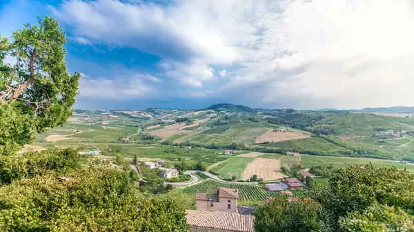 View Green Summer Valley Italian Countryside Timelapse Hills Background Green Royalty Free Stock Fotografie