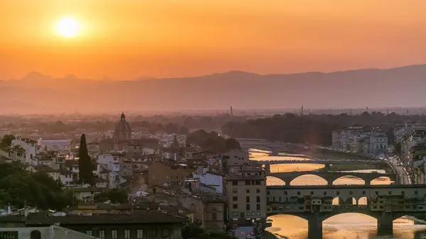 Skyline Ansicht Der Arno Antenne Zeitraffer Ponte Vecchio Vom Piazzale Stockfoto