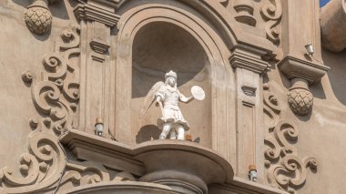 Statue on Parroquia Virgen Milagrosa Church in Lima, close to Kennedy Park timelapse hyperlapse, Peru. Close up view clipart