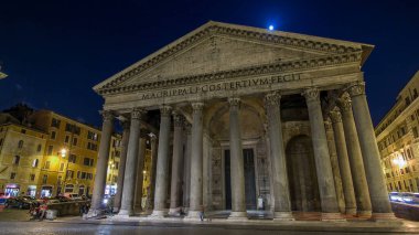 Gece timelapse hyperlapse Roma İmparatorluğu medeniyeti dating Pantheon, Roma, İtalya, antik mimari