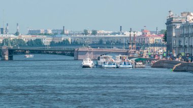 Meteor speedboat on the Neva river timelapse with tracking, St. Petersburg, Russia. clipart