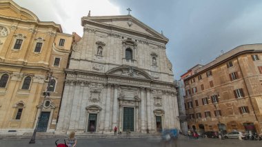 Church of Santa Maria in Vallicella timelapse hyperlapse, also called Chiesa Nuova, and the adjacent Building of the Oratorians by F. Borromini in Rome clipart