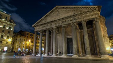 Gece timelapse hyperlapse Roma İmparatorluğu medeniyeti dating Pantheon, Roma, İtalya, antik mimari