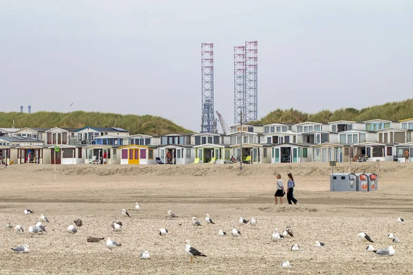 Временные Дома Отдыха Пляже Эймёйден Нидерландах — стоковое фото