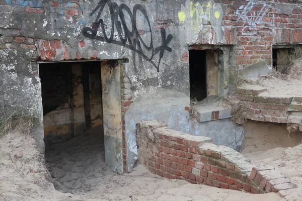Partie Bunker Avec Portes Fenêtres Dans Bunker Ijmuiden Pays Bas — Photo