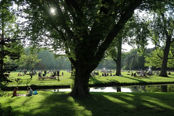 Recreatieve Mensen Een Grasveld Het Beatrixpark Amsterdam — Stockfoto