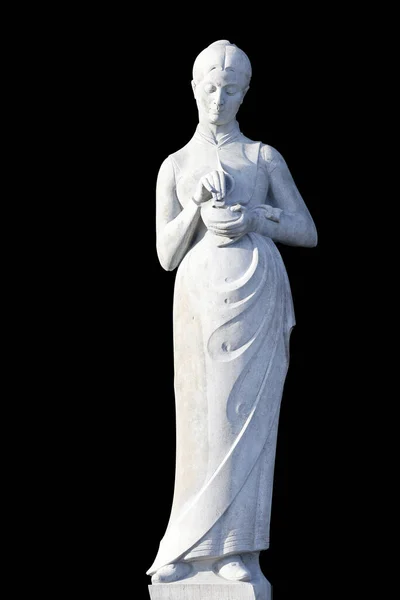 marble statue of woman on black background