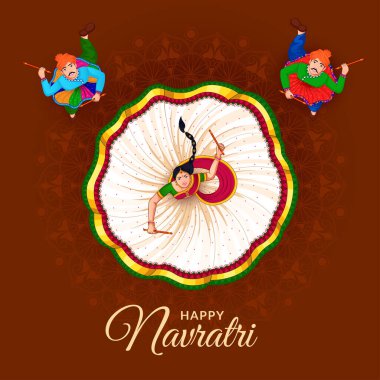 Dandiya Gecesi, Navratri 'de Dansçı Kızlar, Mutlu Durga Puja ve Navratri 