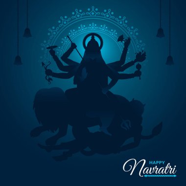 Dandiya Durga puja 'da Tanrıça Durga Mutlu Navratri Dansçı çift