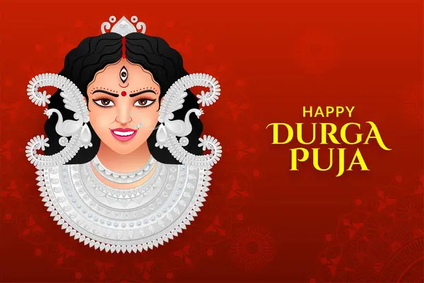 Durga女神 Shubh Navratri节 Happy Dussehra和Durga Puja的脸 — 图库矢量图片
