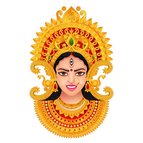 Gesicht Der Göttin Durga Shubh Navratri Festival Happy Dussehra Und — Stockvektor