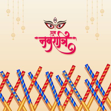 Shubh Navratri festival, Happy Dussehra and Durga Puja clipart