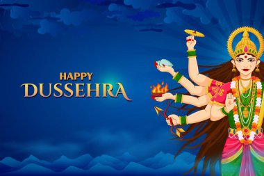 Tanrıça Durga 'nın Elleri Mahishasura' yı Öldüren, Mutlu Navratri ve Durga Puja Festivali 