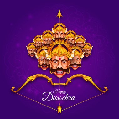 faces of Lord Ravana Happy Dussehra puja and Navratri  clipart