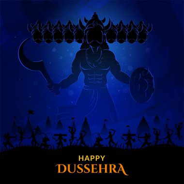 Lord Rama ve Ravana 'nın Savaşı Mutlu Dussehra, Navratri ve Durga Puja Festivali