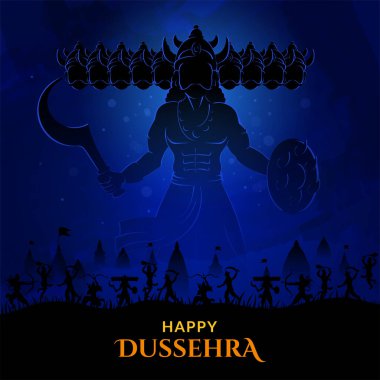 War of Lord Rama and Ravana Happy Dussehra, Navratri and Durga Puja festival of India clipart