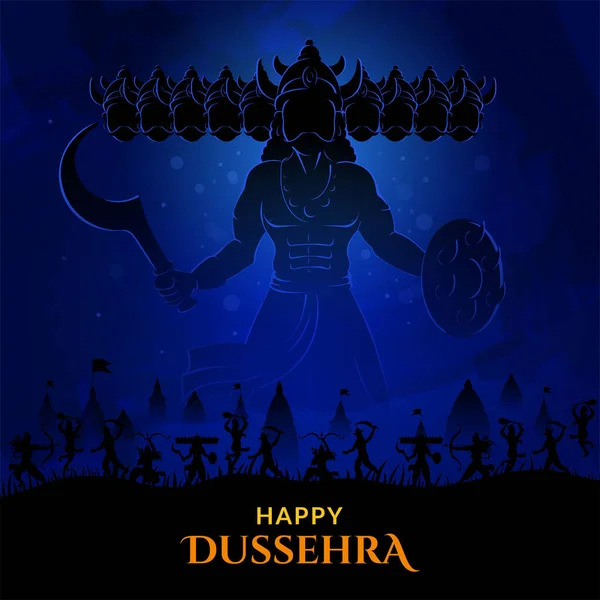 War Lord Rama Ravana Happy Dussehra Navratri Durga Puja Festival — Stock Vector