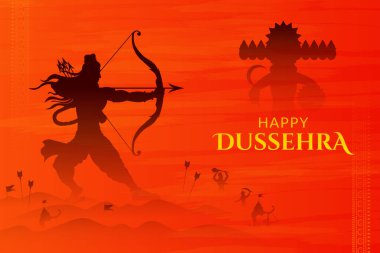 War of Lord Rama and Ravana Happy Dussehra, Navratri and Durga Puja festival of India clipart