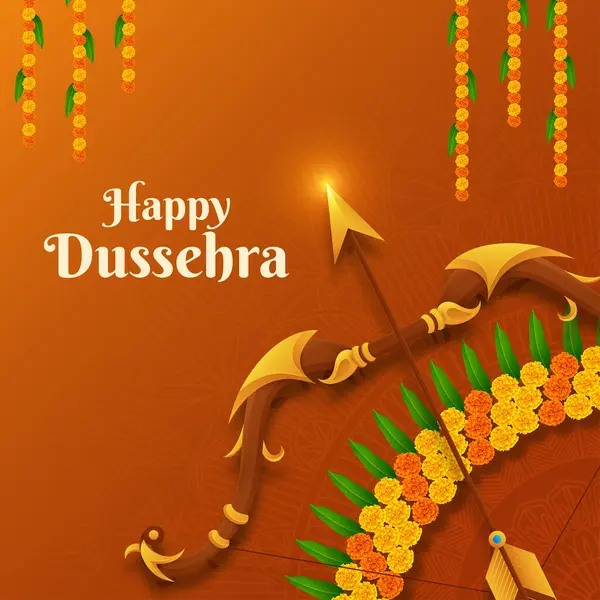 Båge Och Rama Pil Happy Dussehra Navratri Och Durga Puja — Stock vektor