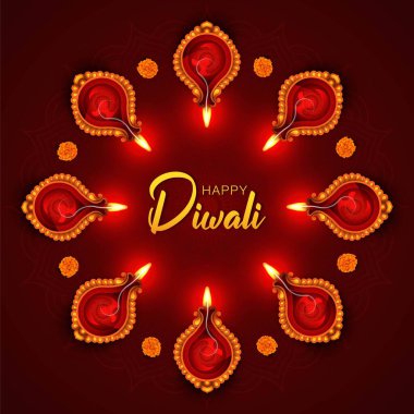 Happy Diwali Elegant Golden peacock & Sparkling lanterns clipart