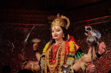 MAHARASHTRA, INDIA - 8 Ekim 2016: Navratri festivalinde Tanrıça Durga Idol, Mumbai