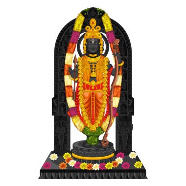 Ram Lalla 'nın altın mücevherli heykeli, Lord Shri Rama Ajodhya Hindistan' da
