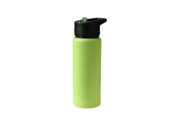Green bottle on a light background. Plastic bottle for water.