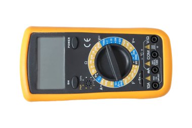 Işık arka planında çokölçer. Elektronik devreleri ölçmek için aygıt.