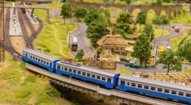 KYIV, UKRAINE - Jan. 8, 2023: Toy miniature landscapes. landscape layout. Toy world.