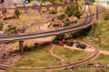 KYIV, UKRAINE - Jan. 8, 2023: Toy miniature landscapes. landscape layout. Toy world.
