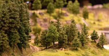 KYIV, UKRAINE - Jan. 8, 2023: Toy miniature landscapes. landscape layout. Toy world.