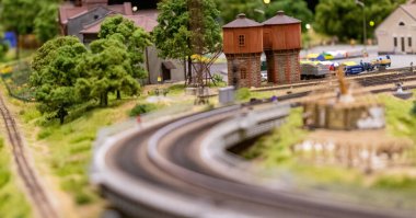KYIV, UKRAINE - Jan. 8, 2023: Toy miniature landscapes. landscape layout. Toy world.