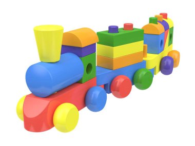 Üç boyutlu tahta oyuncaklar. Hafif arka planda tahta oyuncaklar. 3d hazırlayıcı.