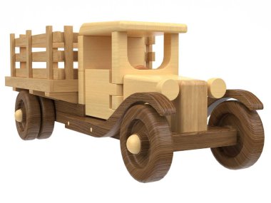 3d render of wooden toys. Wooden toys on a light background. 3d render.