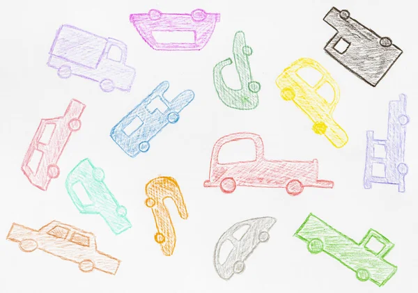 Desenho Com Lápis Cor Crianças Desenhando Pedaço Papel — Fotografia de Stock