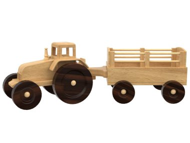 Üç boyutlu tahta oyuncaklar. Hafif arka planda tahta oyuncaklar. 3d hazırlayıcı.