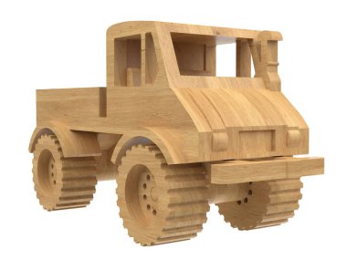 Üç boyutlu tahta oyuncaklar. Hafif arka planda tahta oyuncaklar. 3d hazırlayıcı.