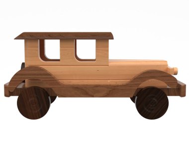  3d render of wooden toys. Wooden toys on a light background. 3d render.