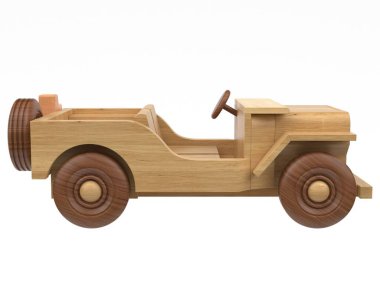  3d render of wooden toys. Wooden toys on a light background. 3d render.