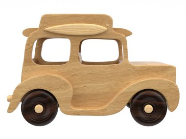  3d render of wooden toys. Wooden toys on a light background. 3d render.