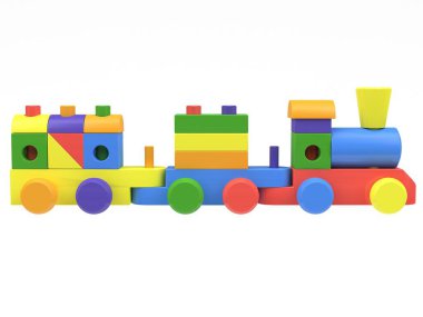  Üç boyutlu tahta oyuncaklar. Hafif arka planda tahta oyuncaklar. 3d hazırlayıcı.