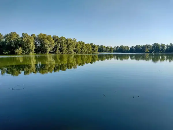 Красивый Пейзаж Озером Заднем Плане — стоковое фото