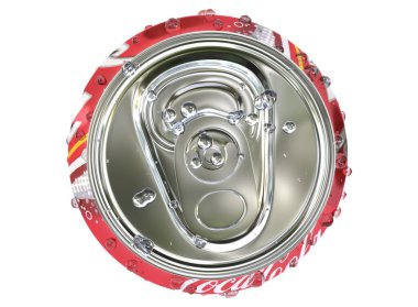 KYIV, UKRAINE - Mayıs. 8, 2024: 3d hafif arkaplanda alüminyum Coca Cola kutusu. 3d hazırlayıcı.