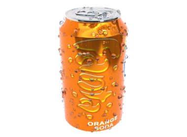 KYIV, UKRAINE - Mayıs. 9, 2024: 3d alüminyum bir Fanta kutusunun hafif arkaplandaki görüntüsü. 3d hazırlayıcı.