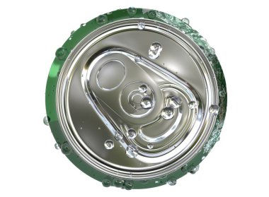 KYIV, UKRAINE - Mayıs. 9, 2024: 3d hafif arka planda alüminyum bir Sprite kutusu. 3d hazırlayıcı.