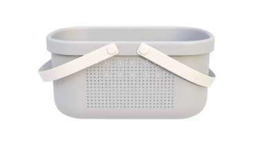 Plastik bir banyo sepetinin hafif arka planda 3 boyutlu görüntüsü. 3d hazırlayıcı.